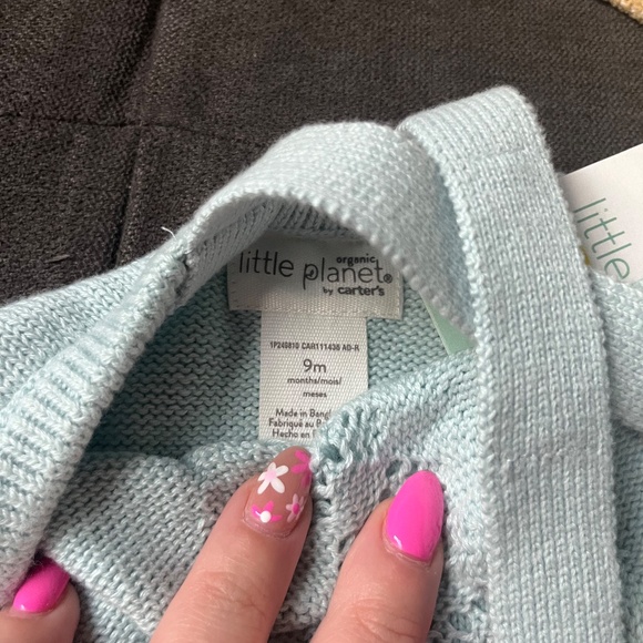 B 11 Little Planet by Carter's Knit Suspender-Style Bubble Romper - Picture 3 of 4